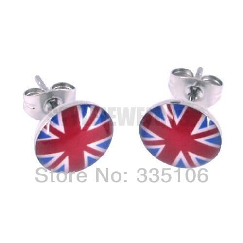 Free Shipping! Enamel British Flag Earrings Body Piercing Stainless Steel Jewelry Fashion Motor Earring Studs SJE370046
