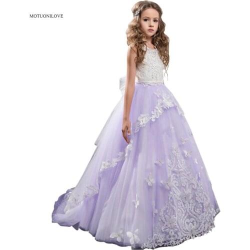 BlingBling Pink Puffy Lace Flower Girl Dresses 2019 Sleeveless Little Girl First Communion Dresses Kids Party Evening Prom Gowns