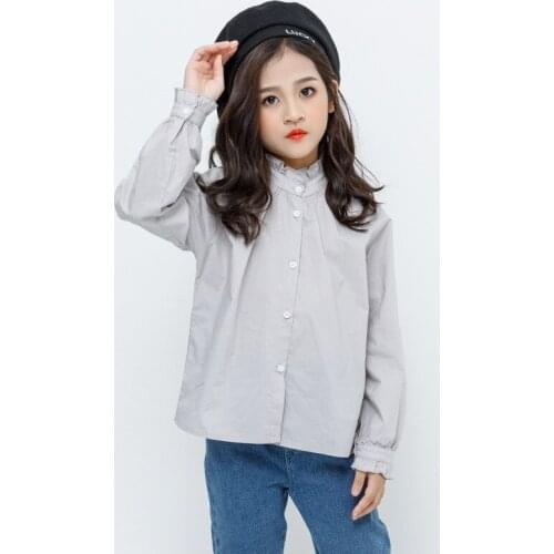 2021 Girl Blouse Spring Autumn Long Sleeve Tops Shirts Elegant Kids Shirts School Girl Childrens Clothing 4 6 8 10 12 14 Y