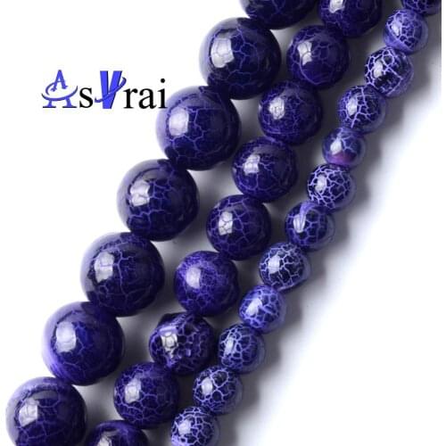 Navy Blue Oxidized Agates Round Loose Spacer Beads 6 8 10 mm Stone Beads For Jewelry Making Natural DIY Bracelet Necklace Charms
