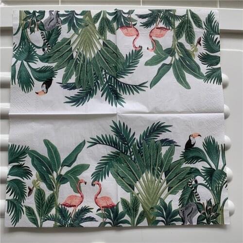 Decoupage table paper napkins elegant tissue vintage towel flower Flamingo bird birthday wedding party home beautiful decor 20
