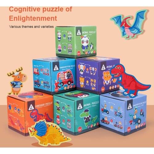 Baby Wooden Puzzle Toy Dinosaur Animal Traffic Puzzle Baby Childrens Enlightenment Big Piece Educational Jigsaw Puzzle Toy Gift