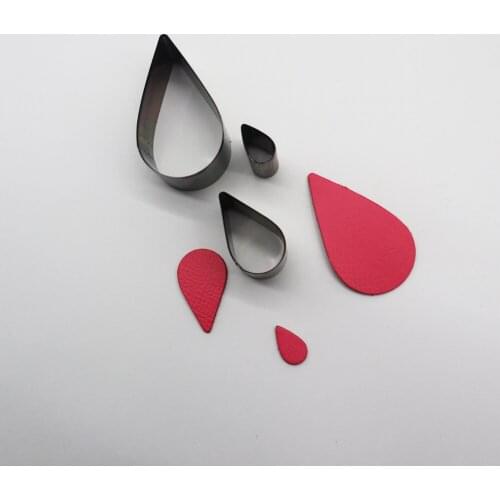 Designer leather craft template cutter water drop shape modeling die cutter knife mould hand punch tool 3pcs/set 50/30/10mm