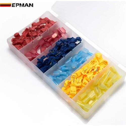 EPMAN 120pcs T-Taps/Male Insulated Wire Terminal Connectors Car Alarm Radio Installation Quick Splice Wire Connector EP402GP120