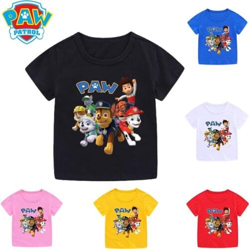 Paw Patrol Anime Cartoon Marshall Kids Girl Boy T Shirt Summer Baby Cotton Tops Toddler Tees Clothes Children Short Sleeve Gift