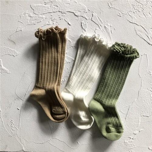 Girl Knee High Socks Spanish Cotton Lace Socks For Kids Toddler Baby Girls 1-9Year