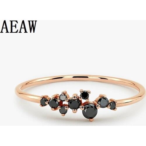 Black Diamond Cluster Ring 14k Rose Gold Wedding Ring Rose Gold Prong Setting Gift for Girlfriend Diamond Ring Support Customize