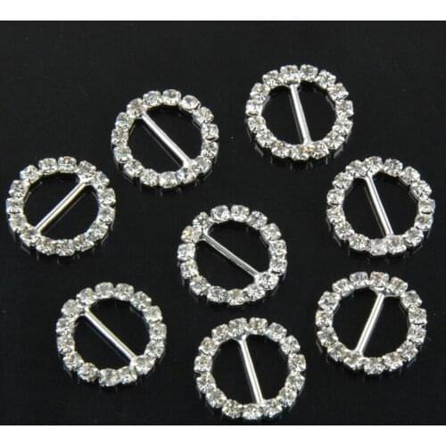 Round shape Crystal Rhinestones Buckles for Shoes Belt Hair Accessories Sew on Silver Metal DIY Accessory