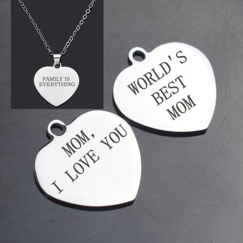 ''MOM I LOVE YOU" Mothers Day Jewelry Gift For Mom Stainless Steel Heart Pendant Best Gifts For Thanksgiving