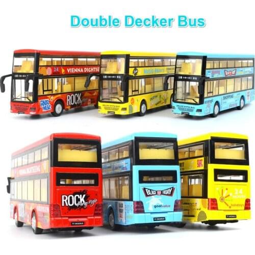 1:50 Alloy Bus Double decker Bus Simulation Metal Sliding Toy High Quality Car Model Birthday Gifts Toys For Kids Children boy