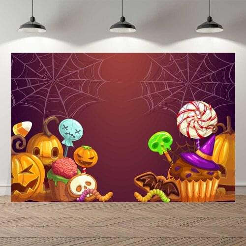 Seekpro Happy Halloween Birthday Spider Ghost Pumpkin Zombie Owl Background Bat Moon Light Night Photo Backdrop Photography