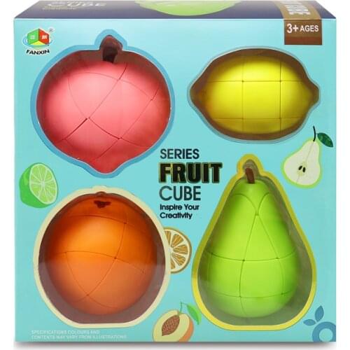 Newest FanXin Fruit Magic Cube Pack Professional Stickerless Pear Orange Peach Cube Puzzle Game Speed Cubing Funny Toys
