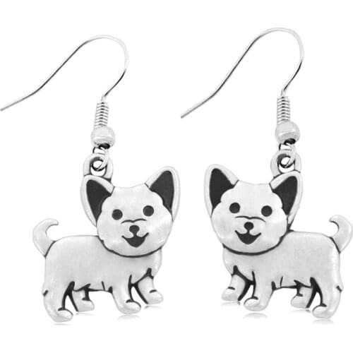New Vintage Cute Yorkshire Terrier Brincos Boho Pet Dog Lover Earrings Pendientes Mujer Jewelry For Women Girls Bijoux Best Gift
