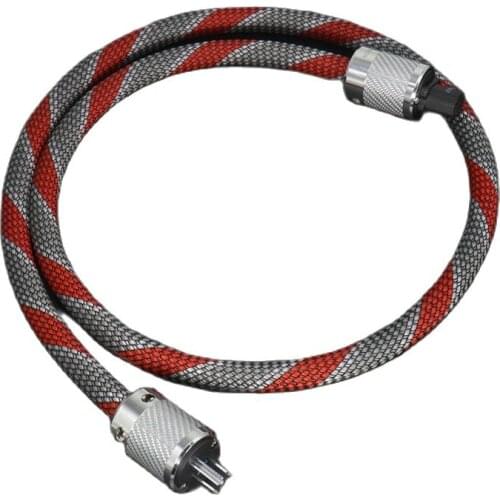 E. Doris R 3TS762 Alpha-OFC Single Crystal Copper Audio Power Cord CD Power Amplifier Silver Plating on US/EU Carbon Fiber Plug