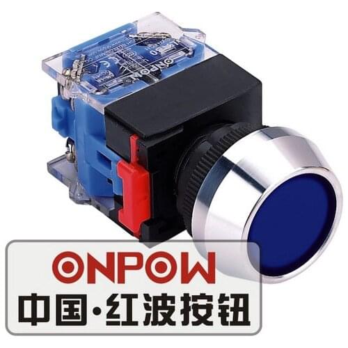 ONPOW 22mm 6V,12V,24V,110V,220V Red, Green, Blue LED Momentary Round Plastic Push Button Switch (LAS0-L)