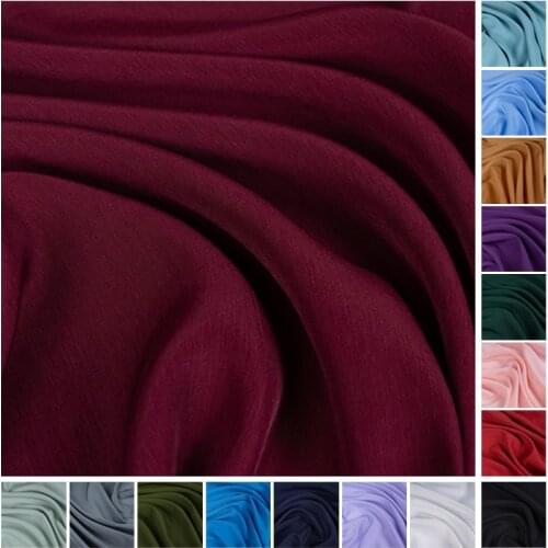 Sand Washed Imitation Cupro Tencel Fabric Poly Cotton Fabric for Dress,Shirt,Lining, Solid Black White Blue Green by the meter