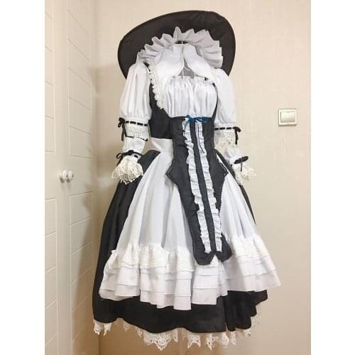 Support Size Customization Kirisame Marisa Cospaly Costume Game Touhou Project Maid Lolita Dress Custom-Made 2021 New