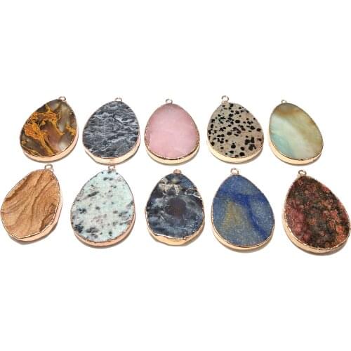 Natural Stone Pendants Water drop shape Crystal Pendants Exquisite charms DIY Necklace Accessories for Jewelry Making 50x35mm