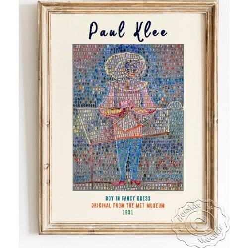 Paul Klee Exhibition Museum Art Prints Poster, Boy In Fancy Dress Pointillism Canvas Painting, Retro Gallery Abstract Home Decor