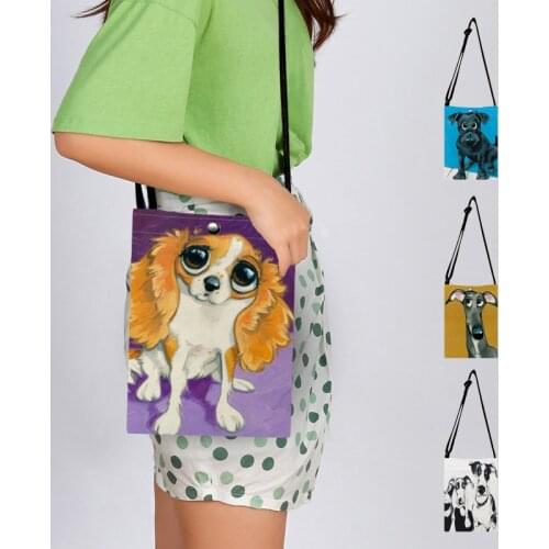 Dropshipping Cute Greyhound Black Dog Print Handbag Purse Women Casual Messenger Bags Small Crossbody Shoulder Bags Phone Pouch