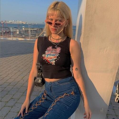 QICIUS Casual Fairy Grunge Crop Tops for Women 2021 Black Punk Sexy Tank Top Party Club Streetwear Cropped Sleeveless C028