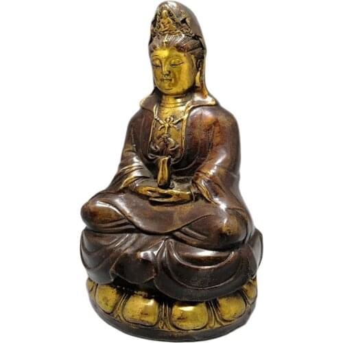 Early collection of brass gold-plated old Guanyin ornaments, decorations, office, home collection