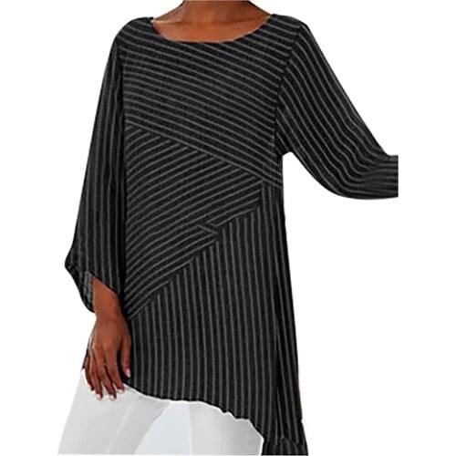 Plus Size Womens Tops And Blouses Women’s Basic Tops Short Sleeve Blouse Stripe Print Tee O-neck Tank Blusas Mujer De Moda 2021