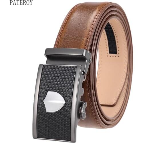 Brand Strap Male Fashion Designer Mens Genuine Leather Belt Automatic Buckle Belts For Men Authentic Girdle Mens Belts Brown