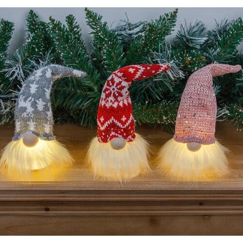Christmas Night Light Forest Old Man with Light Dwarf Faceless Doll Pendant Luminous Christmas Tree Pendant Rudolph Night Light