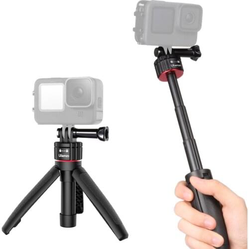 ULANZI MT-31 Portable Mini Tripod 3 Sections Extendable Selfie Stick with Magnetic Absorption Base Screw for Action Camera