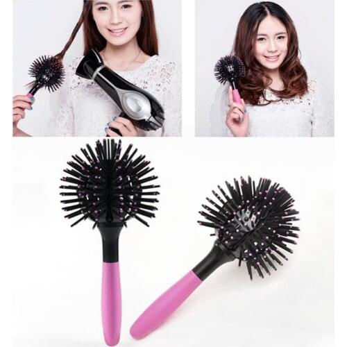 Bomb Curl Comb 3D 360 Degree Hair Styling Plastic Head Massage Spherical Brush for Salon