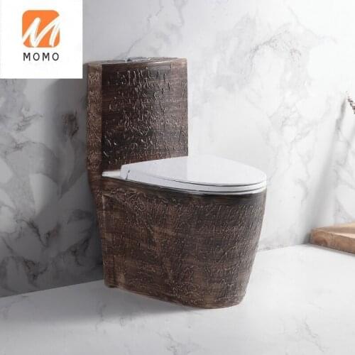 Spray siphon toilet, brown white stone retro toilet, creative ceramic toilet, domestic toilet siphon toilet Biological Toilet