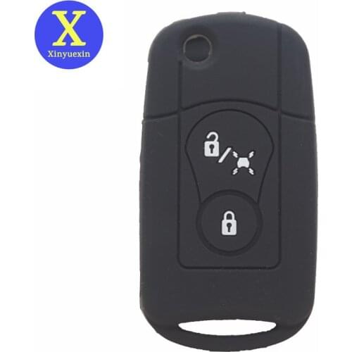 Xinyuexin Silicone Rubber Car Key Cover For Ssangyong Actyon Kyron Rexton Flip Remote Key Case For Car 2 Button Car-styling