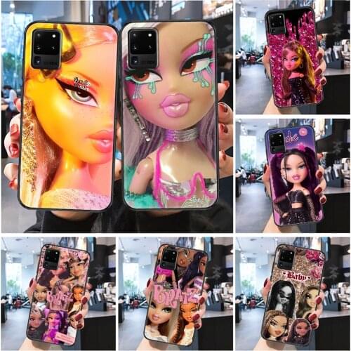 Bratz Cute Cartoon girl Doll Phone case For Samsung Galaxy Note 4 8 9 10 20 S8 S9 S10 S10E S20 Plus UITRA Ultra Frosted black
