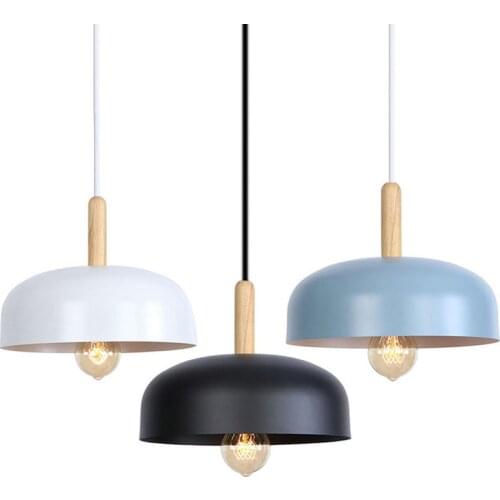 Modern Light Fixtures Hanging Lamp Wooden White Black Aluminum Pendant Lights Nordic Living Room Pending Lighting Hanglampen