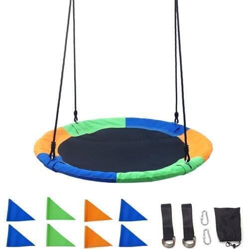 Outdoor 100CM Saucer Rotate Tree Nest Swing 660lb Flying Giant Rope Round Swing Camping Kids Game Gift