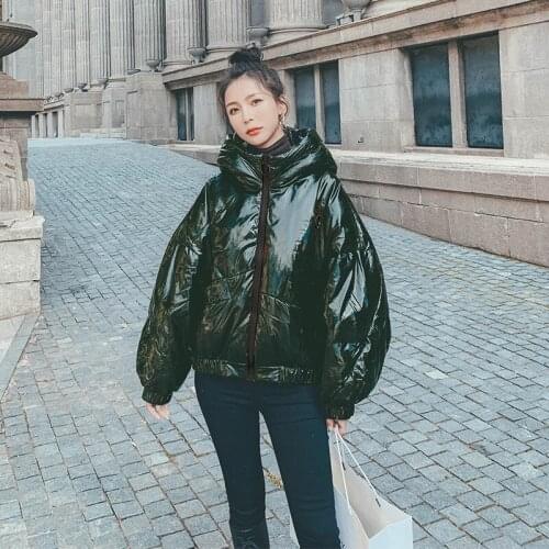 Winter 2020 Female Jacket White Duck Down Short Grid Stitching Parkas Coat Thick Warm Loose Casual Oversized Women Jacket A65