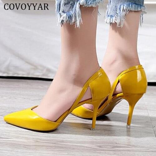 COVOYYAR Sexy Thin High Heels 2020 New Spring Fashion Shoes Women Pumps Hollow Out Slip on Party Shoes Stilettos WHH209