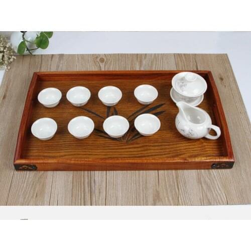 1PC Visual Touch Tanoak Wood Dinning Bread Breakfast Tray Serving Trays for Dessert Cake Cupcake Fruit Large Tea Tray MF 009