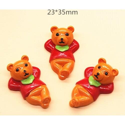 10pcs Kawaii Resin Animal Bear Miniature Flatback Cabochon Art Supply DIY Craft Scrapbooking,23*35mm