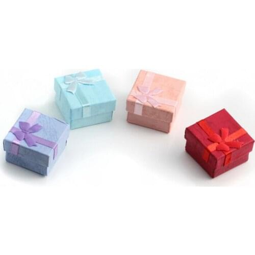 10pcs wholesale Jewelry package ,4x4x2.5cm Fashion fashion flower pink /red/purple color box for jewelry ring/earring box