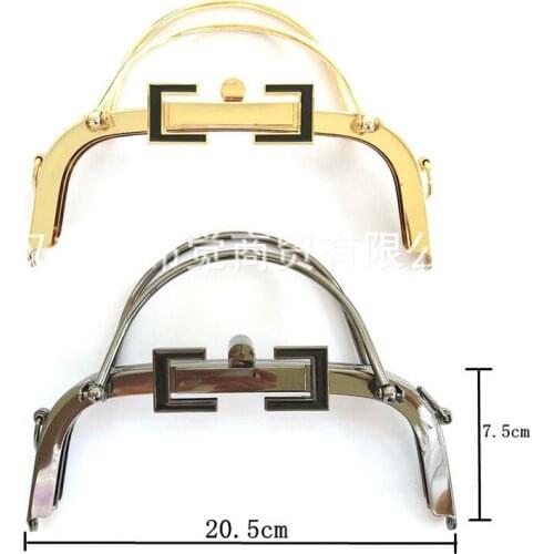 20.5cm Vintage Elegant Women Purse Frame Clutch Bag Clasp with Handle Knurling Bronze Hardware Accessories