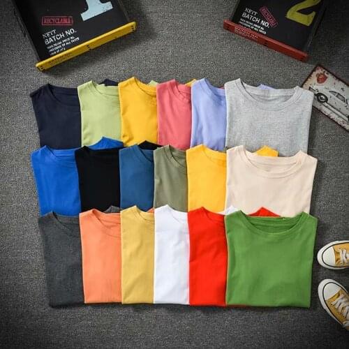2020 Summer Mens T Shirts Fashion Street 100%Cotton Short sleeve T Shirts Men Casual Solid color Sports undershirt Men Tops Tee