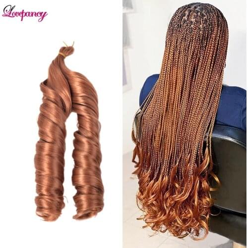 24Inch Spiral Curls Synthetic Crochet Braiding Hair Extension For Black Women High Temperature Fiber Ombre Brown Braid Lovepancy