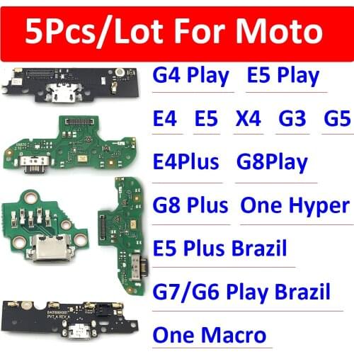 5Pcs USB Charging Port Dock Charger Plug Connector Board For Motorola Moto E4 E5 G3 G4 G5 G6 Play G7 G8 Plus X4 One Hyper Macro