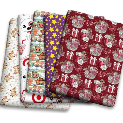 50*150cm New Colorful Cartoon Pattern Printed Leather Polyster Cotton Liverpool Bullet Fabric for DIY Handmade Half Yards