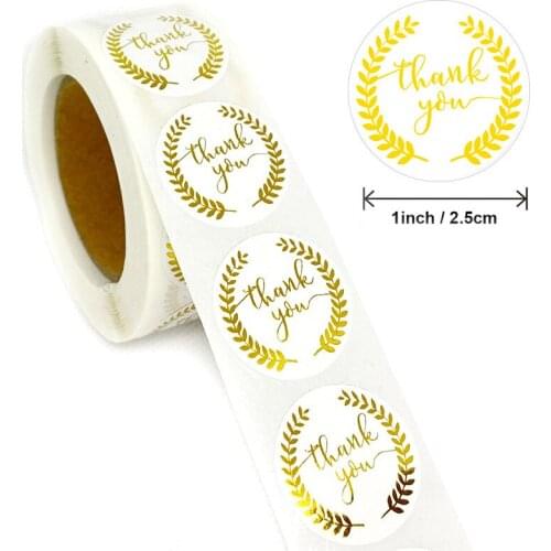 500Pcs/Roll Thank You 3 Designs Stickers Gold Foil Words Sticker Good For Teachers And Kids Gift Classic Toy Decoration