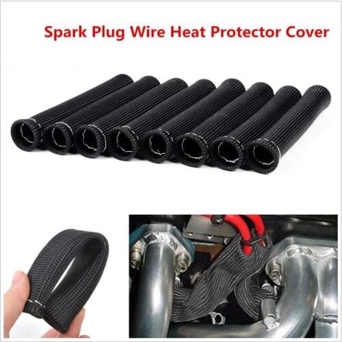 8PCS Black Red 1200° Spark Plug Wire Boots Heat Shield Protector Sleeve SBC BBC 350 454