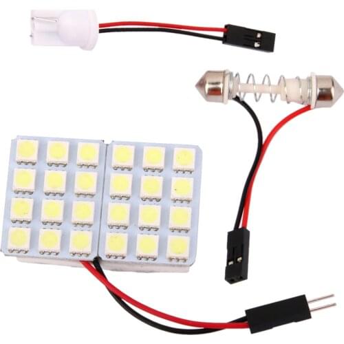 Car Interior Light Panel 24 SMD 5050 LED Bulb T10 BA9S Dome Adapter White Bright SMD LED bulbs Long service life