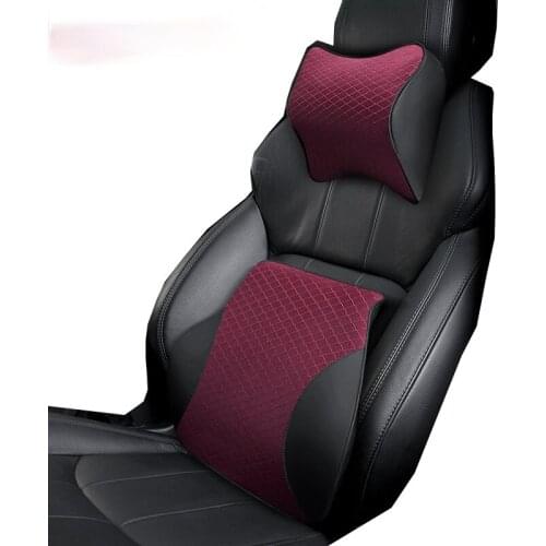 Car Pillows lumbar support cushion Auto Car Seat Back pillow Lumbar Support and Neck Pillow Kit Memory Foam Cotton